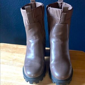 Women’s Brown Pleather Ankle Platform Boots